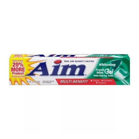 Aim, Whitening Anticavity Fluoride Toothpaste Gel Fresh Mint, 5.5 Oz Aim