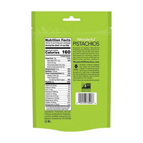Wonderful Pistachios, Pistachios Kernels Roasted & Salted, 6 Oz Wonderful Pistachios